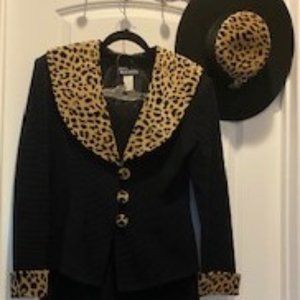 3pc leopard skirt suit